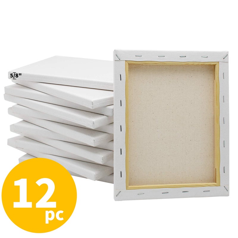 FIXSMITH Stretched Canvas for Painting- 8x10 Inch,Bulk Pack of 12,Primed,100% Cotton,5/8 Inch Profile of Super Value Pack for Acrylics,Oils & Other Painting Media. - Image 2